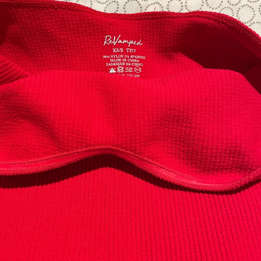 Red Ribbed Tube Top - Picture 3 of 5